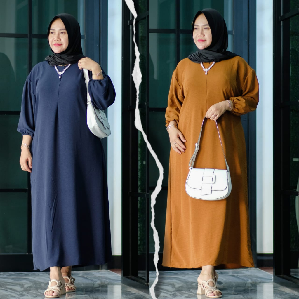 Fathia Dress 7/8 / Dress Gamis Busui Ld 124Cm / Midi Dress Wanita Muslim Terbaru