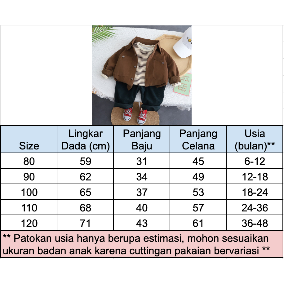 Setelan Kemeja 3in1 Premium Import Anak Laki-Laki Set Baju Kemeja Lengan Celana Panjang Anak Cowok Keren