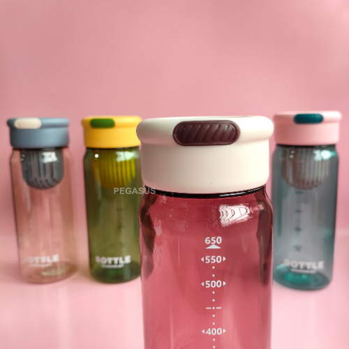 KJ5550 Botol Minum Filter Portable Olahraga Kantor Sekolah 650ml Anti Tumpah Dengan Sedotan / Tumbler