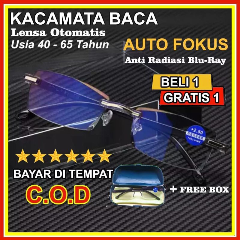 PROMO BELI 1 GRATIS 1 kacamata baca plus auto fokus anti radiasi | kacamata baca plus premium | kaca