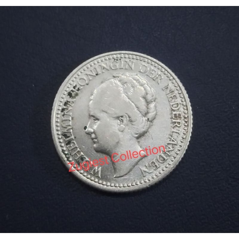 Koin Lawas Perak 1/2 Golden Nederland Wilhelmina Tahun Pertama 1921