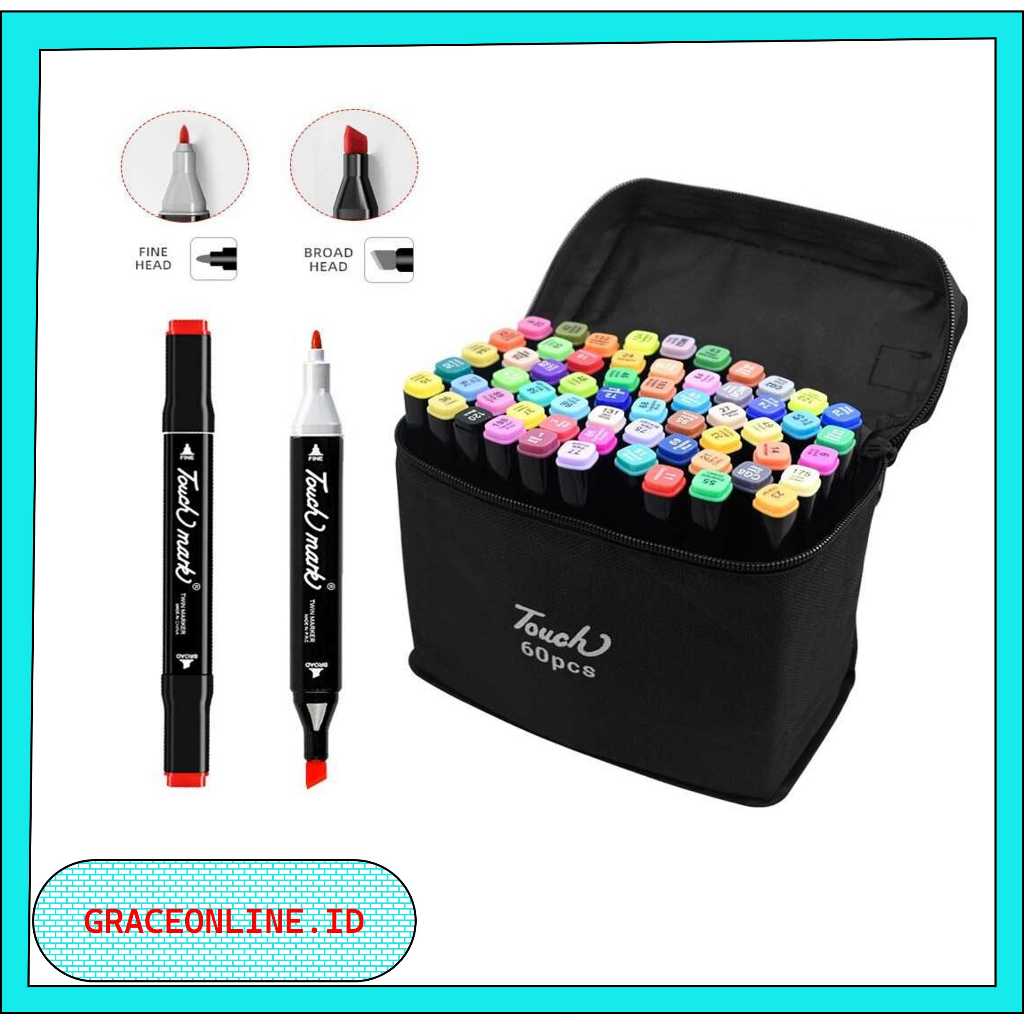 

Set Spidol Touch 60 Warna Spidol Sketsa Pena Kuas Spidol Seni Ujung Ganda Seni Spidol Gambar Permanen untuk Perlengkapan Seni Mewarnai Siswa Set Perlengkapan Seni Sekolah Set Perlengkapan Gambar HL270