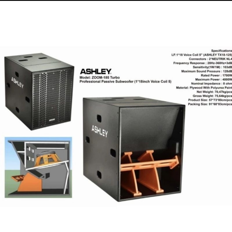 Subwoofer Pasif Ashley Zoom 185 Turbo Original Passive Sub 18 inch