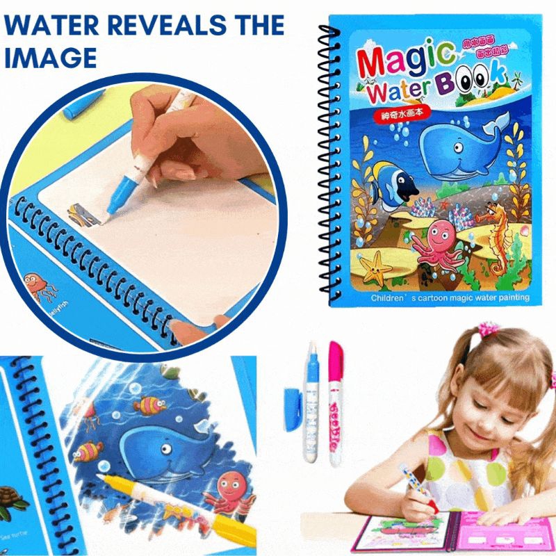 

Megic water book Buku gambar / mewarnai dengan pulpen isi air buku anak