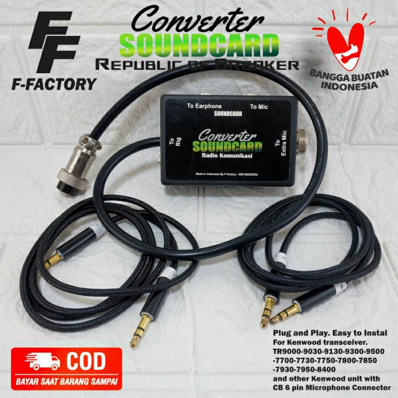 Micom / Converter Soundcard / Mixer untuk Radio Rig Kenwood konektor Extramic CB 6 Pin. TR9000-9030-