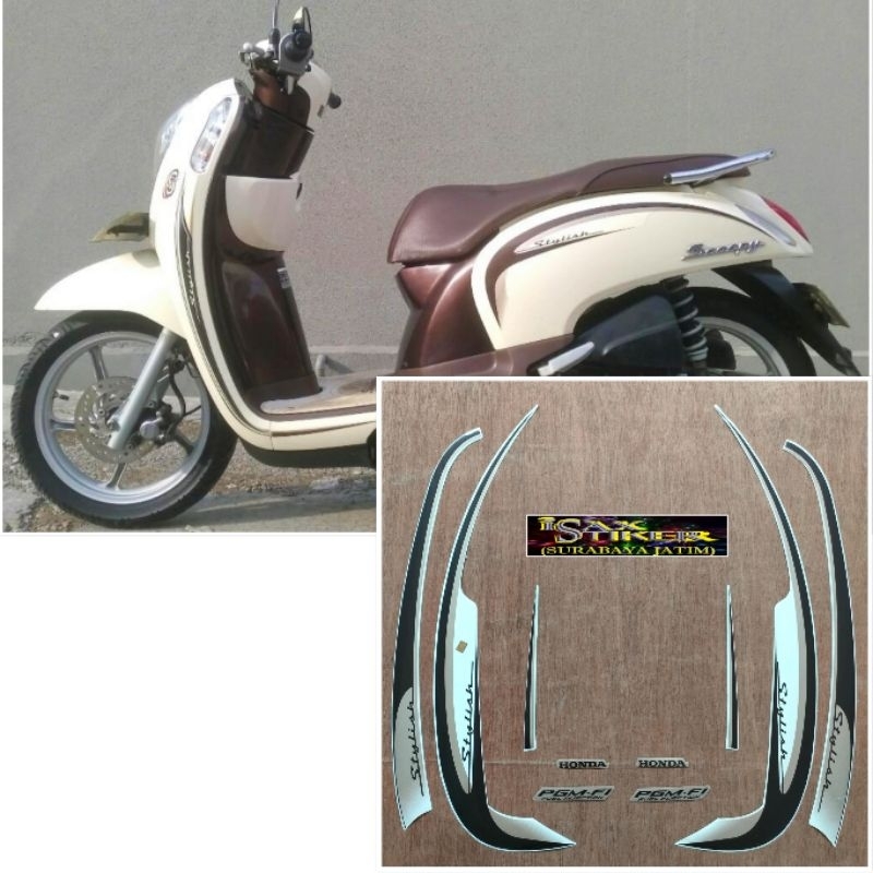 Striping Original Honda Scoopy stylish putih cream tahun 2013