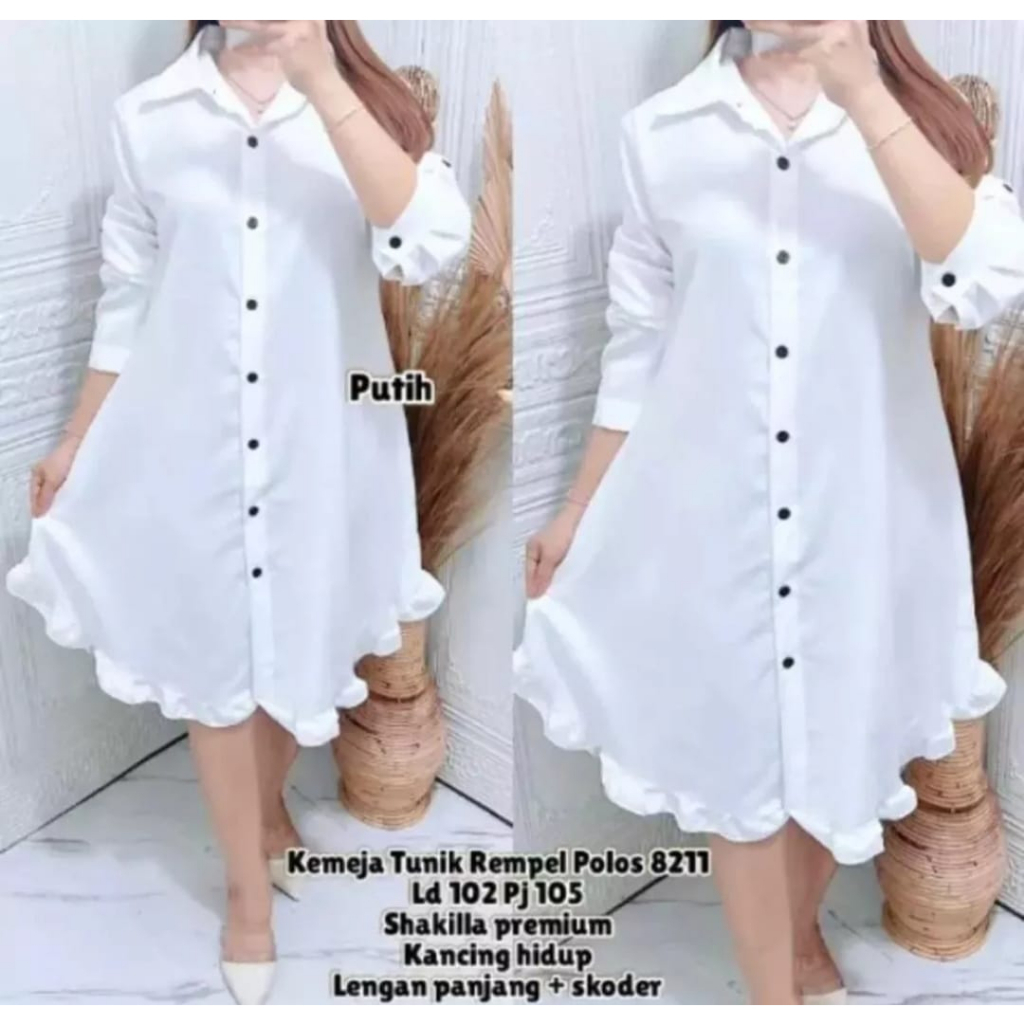 Diskon Sale  Nagita Tunik polos REMPEL wanita jumbo xxxxl variasi rempel bawah terbaru bahan katun