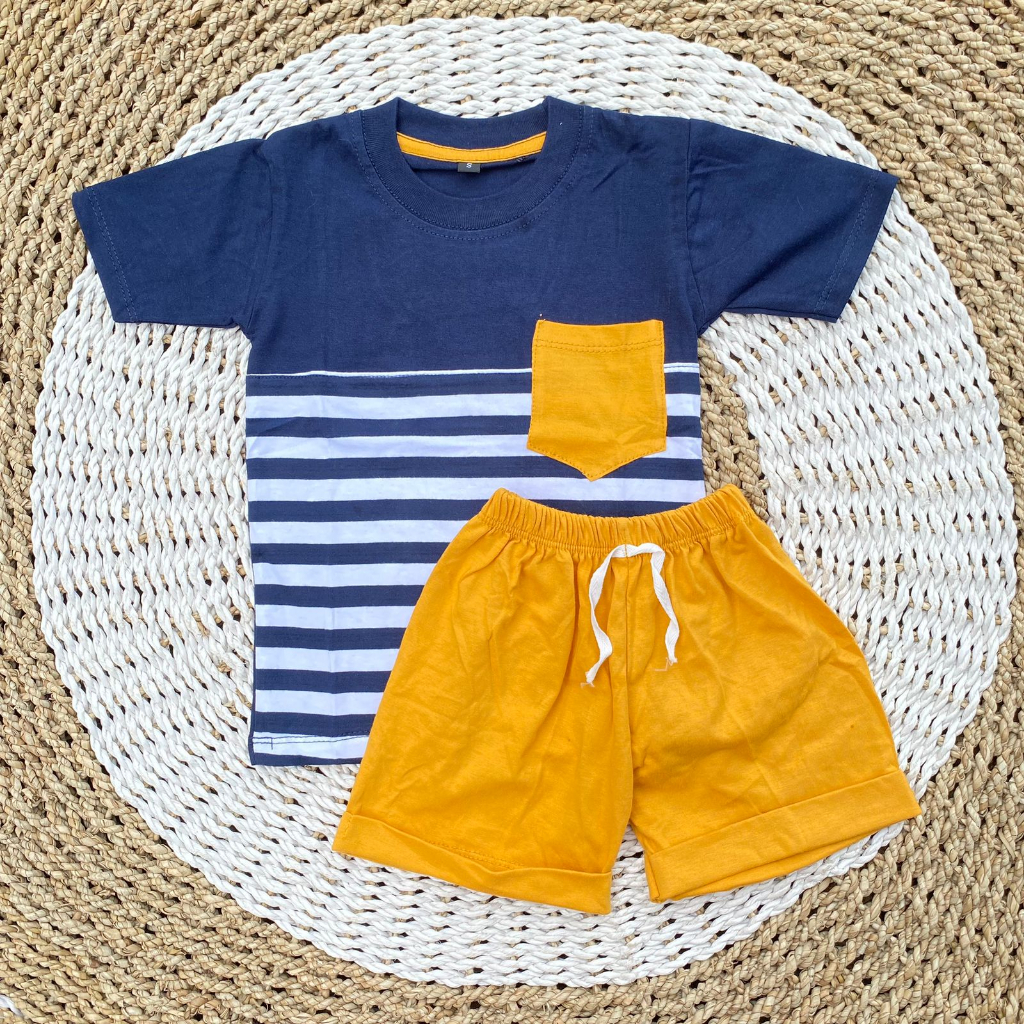 Setelan kaos oblong bayi lengan pendek baju pendek celana pendek baju santai DNW BABY