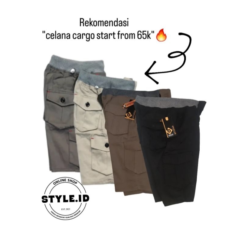 Celana cargo premium short pants cowok cewek pinggang karet celana gunung jumbo murah
