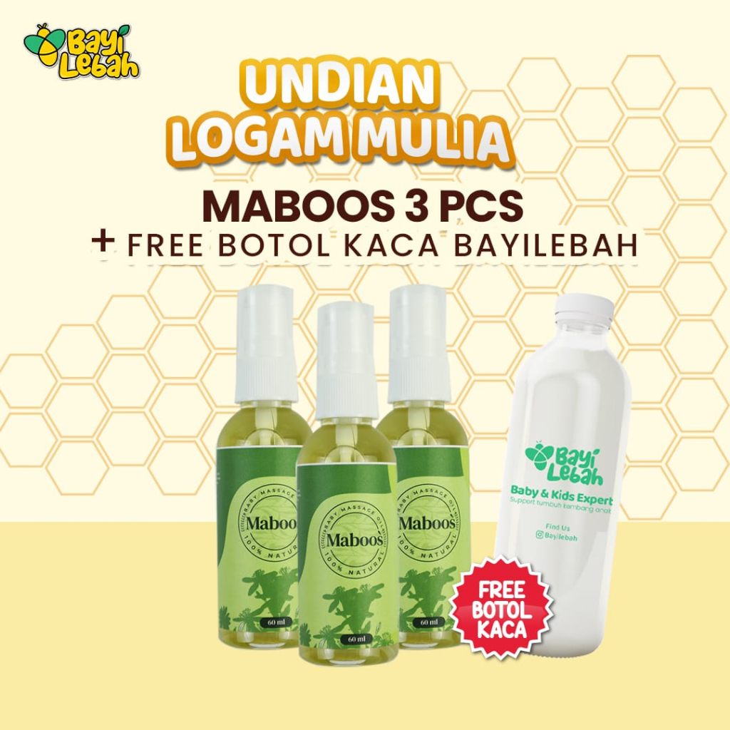 MABOOS | Essential Oil Bayi Ibu Anak | isi 3 Botol | Baby Massage Oil | Natural Oil | Perawatan Kulit Bayi | 60ml