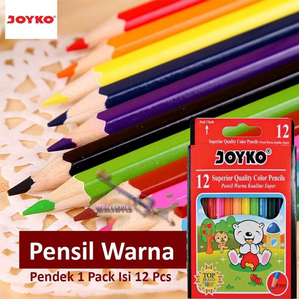 

Joyko Pensil warna kecil pendek Pensil Warna Mini Short Color Pencils Hexagonal Grip - 12 warna