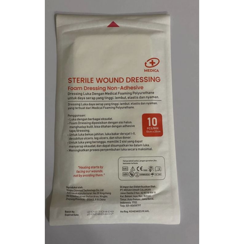 medica foam dressing non adhesive 10 x 20 cm harga 1pcs