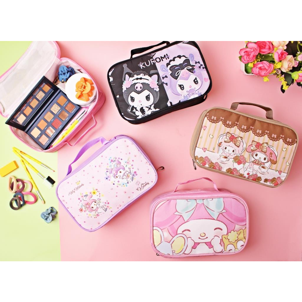 Dompet Kosmetik Tempat Serbaguna Tahan Air Pouch Make Up Tenteng Aesthetic Lucu Wanita Bahan Taslan Bukan Import