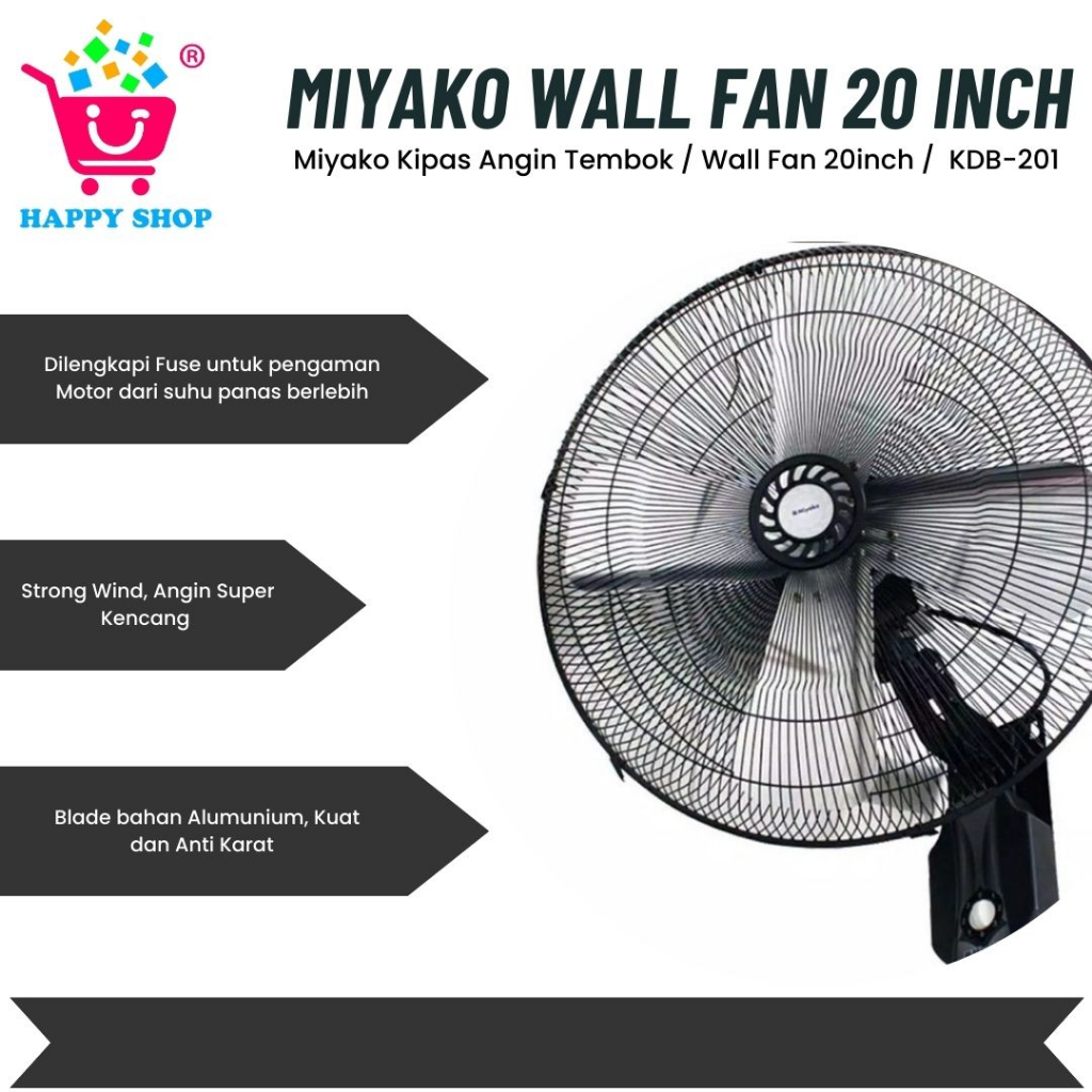 Miyako Kipas Angin Tembok / Wall Fan 20inch / KDB-201
