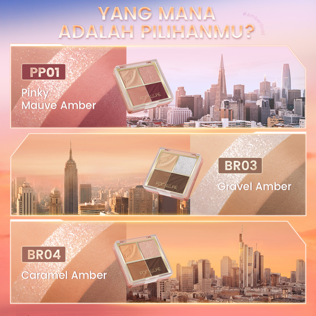 FOCALLURE #AmberGold Multi-Use Eyeshadow Palette One-For-All Powder Waterproof Lasting Eyeshadow Highlighter &amp; Contour Palette