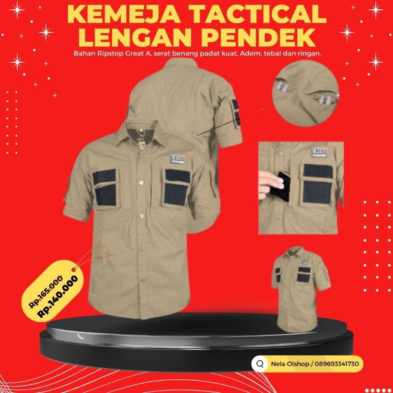 Kemeja Tactical 511 Cream lengan pendek