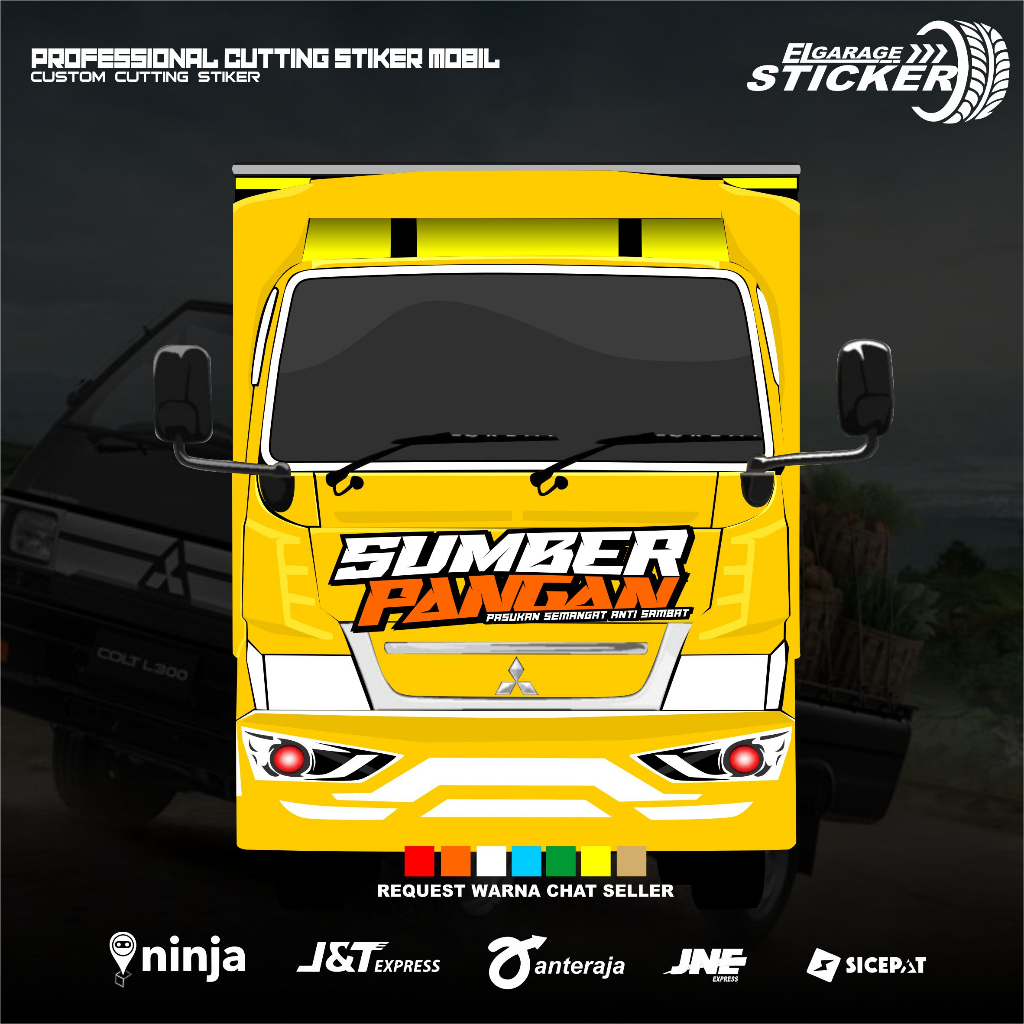 Stiker cabin depan sumber pangan cutting stiker cabin depan truk canter giga