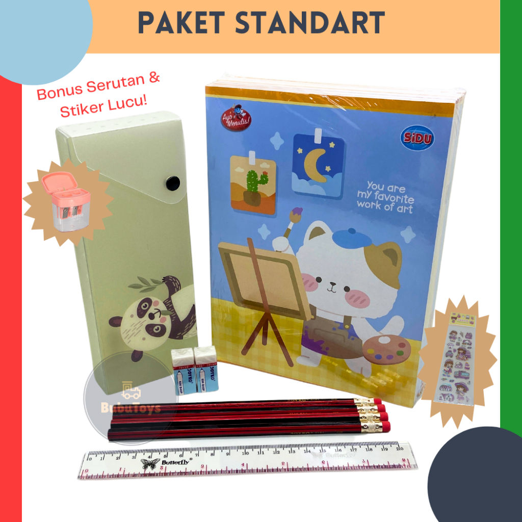 

Paket Standart Alat Tulis Sekolah SD Buku Pensil Penghapus Joyko BONUS 2