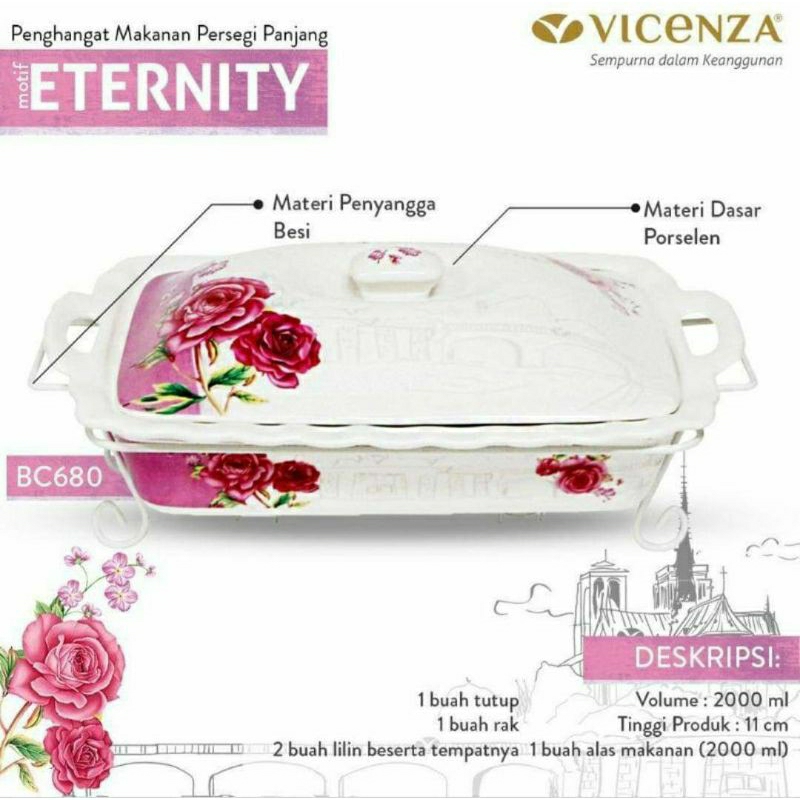 Vicenza food warmer eternity/wadah sayur/prasmanan/pemanas