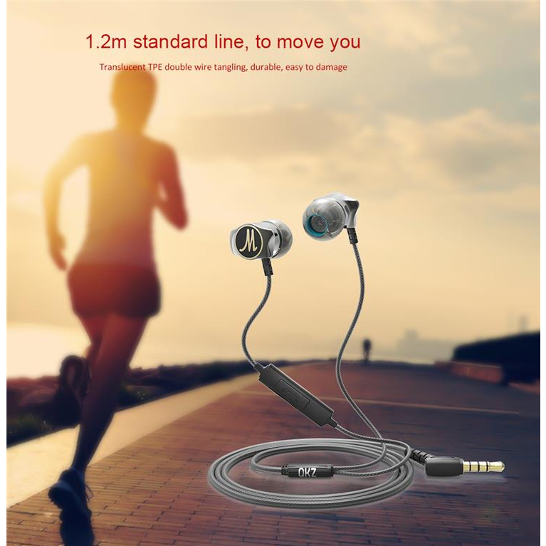 QKZ DM7 Earphone with Mic Sport Running Fashion In-ear Diamond Gaming Headset Wired Jack 3.5mm HIFI Music Bass