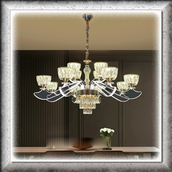 Lampu hias gantung cabang premium minimalis elegan classic MODERN MINIMALIS CRYSTAL LED 3 warna sina