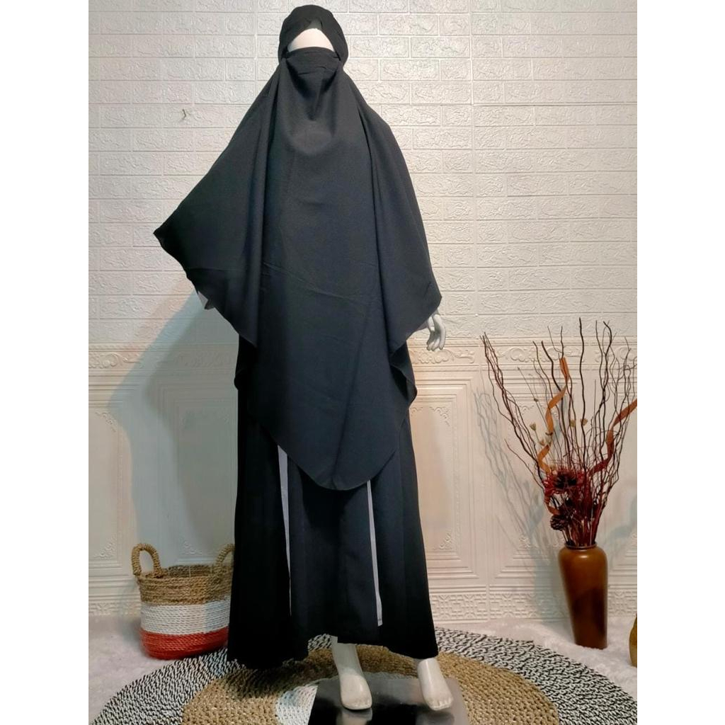 Gamis Set Syari Wanita Muslimah - Baju Gamis Syari Stelan Kerudung Syari dan Cadar