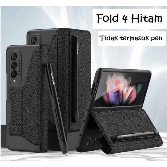 Hard case chasing Samsung Fold 4 lipat sarung HP Full cover ada slot pen stylus (harga tidak termasuk pen stylus)