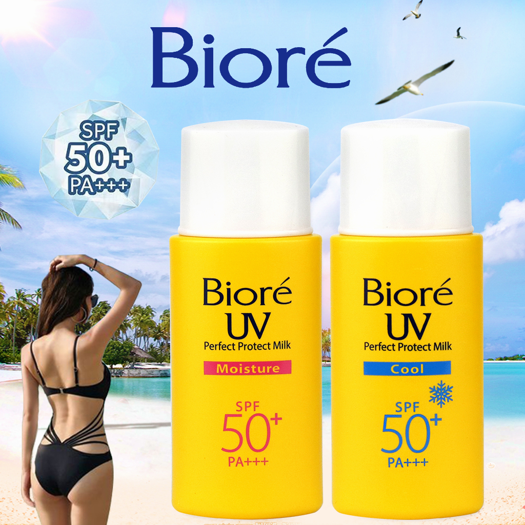 Biore UV Sunscreen Perfect Protect Milk Moisture/ Cool SPF 50+ PA+++ 25ml Daily Sunscreen