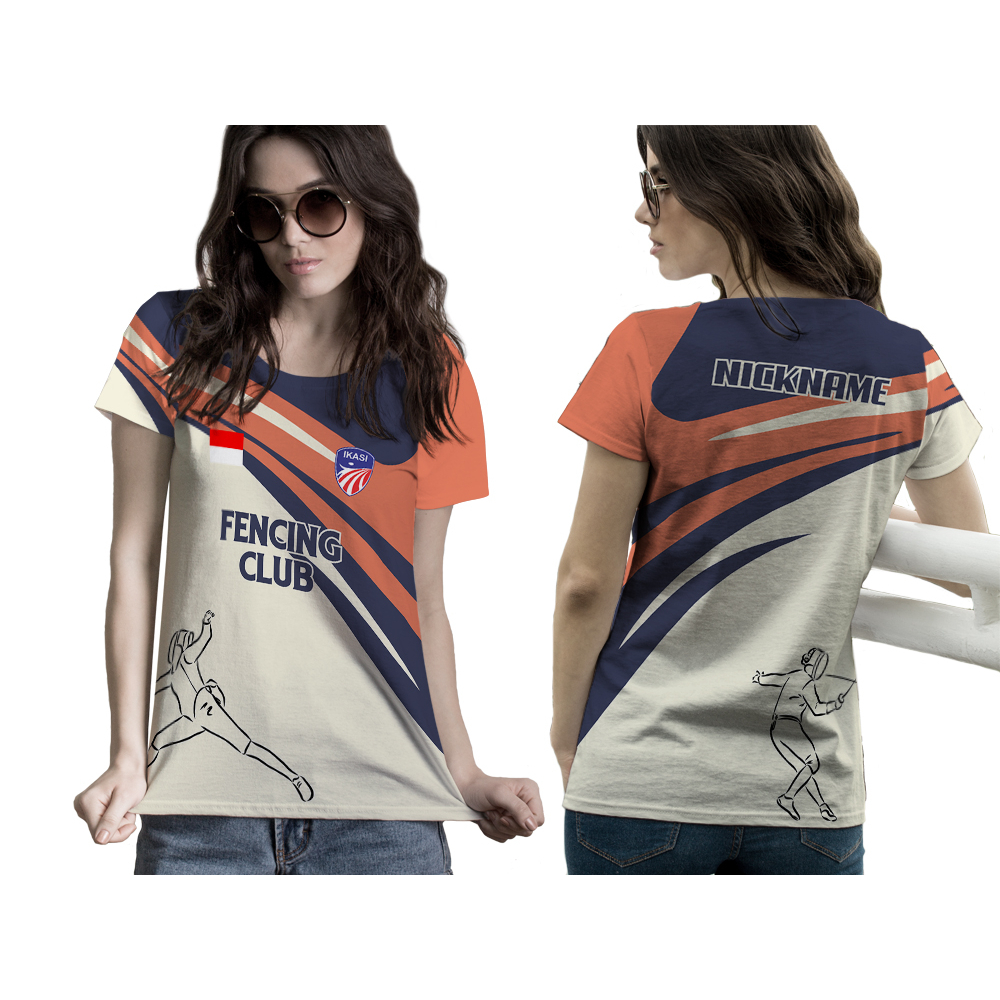 Baju Wanita Kaos Jersey Anggar Fencing Club 01 Bela Diri Custom Full Printing