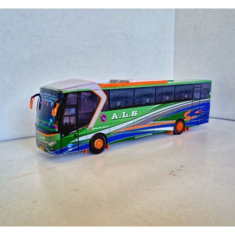 Miniatur Bus Kertas PT ALS, Skala 50, Panjang 24 cm, Bodi SR 1