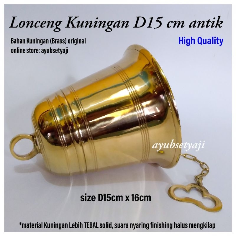 Lonceng Kuningan BEL KAPAL Besar D15cm Bel Sekolah Brass Bell Gereja Bel Bandul rantai kuningan jumb