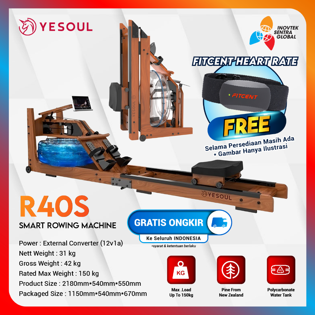 YESOUL R40S Smart Rowing Machine Foldable - Alat fitness Dayung GARANSI RESMI