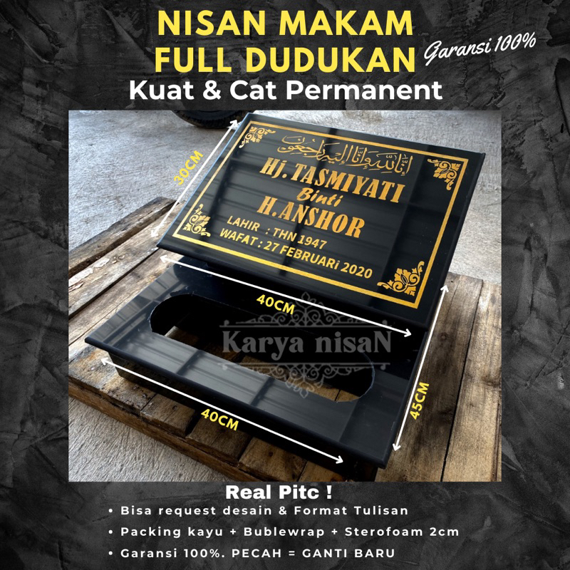 NISAN MAKAM TUGU 30x40 + TEMPAT BUNGA