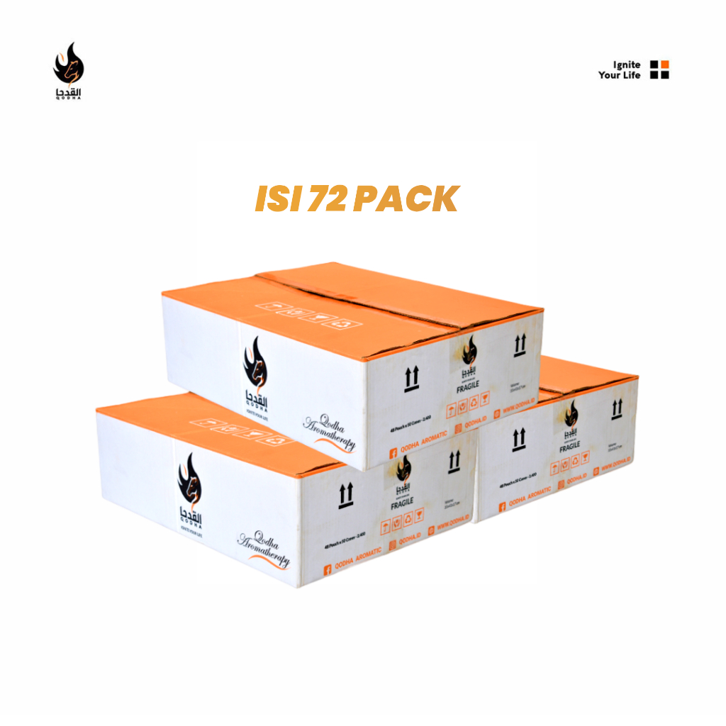 Dupa Bukhur Pouch Qodha 1 Karton isi 72 pack Mix aroma Made by Qodha Aromaterapi