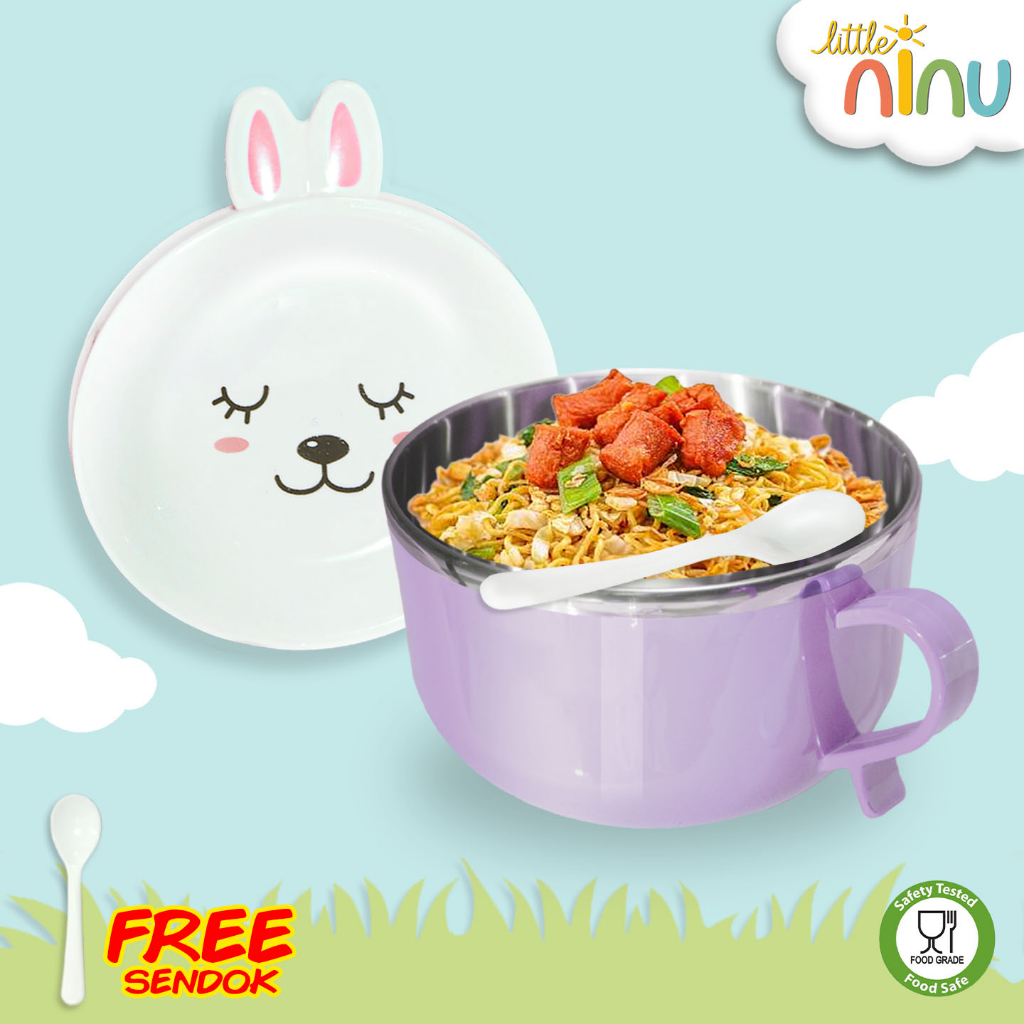 LITTLE NINU Lunch Box Mangkok Cup Coaster Stainless Motif