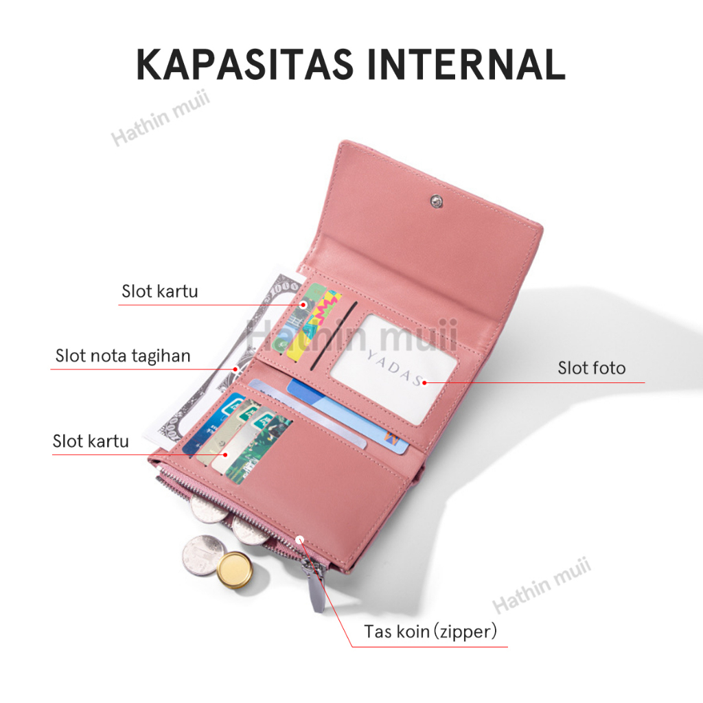 Hathin muii - dompet wanita fashion korea impor twill tigakali lipatDompet paniang Wanita Quilted Women Lipat Wallet
