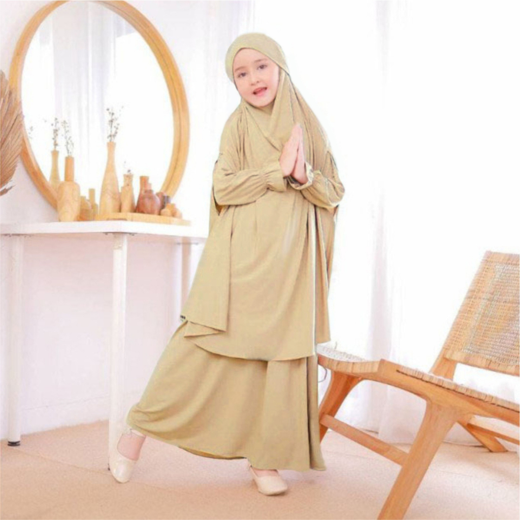 Qatimah kid’s Gamis Anak Muslimah French Khimar Usia 10-12 Tahun Matt. Jersey Premiun Bisa Bayar Ditempat COD