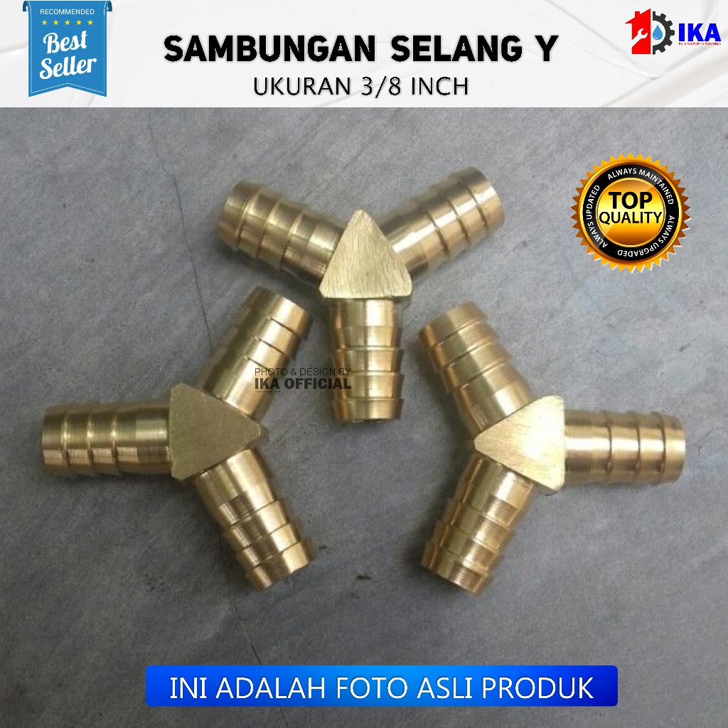 11 mm Nepel Cabang 3-Y-T Selang Regulator 3/8&quot; inch KUNINGAN - Kompor Gas Umum Rumahan/Air/Kompresor