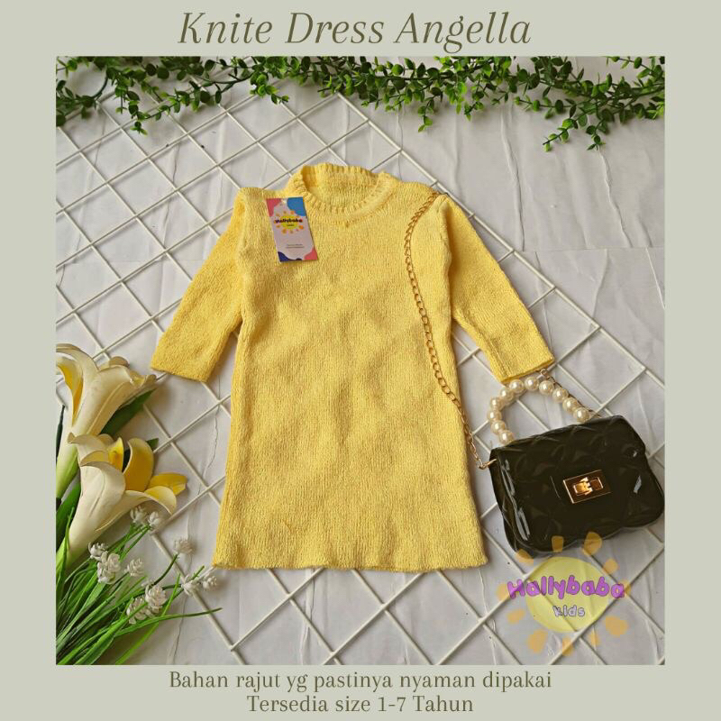 Hallybaba Kids - Knite Dress Angella Anak (1-7th) Rajut Tangan Panjang