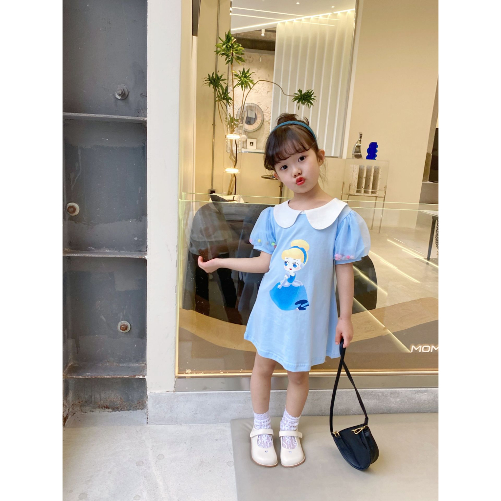 BAJU DRESS KAOS SHIRT PANJANG ANAK PEREMPUAN PRINCESS DISNEY SNOWWHITE MERMAID CINDERELLA