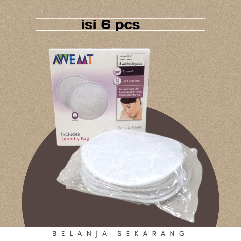 6 Layer - Breast Pad Penyerap Asi Cuci Ulang Washable Dumpel Asi Cuci Ulang BreastPads Reusable Breast Pads Mom