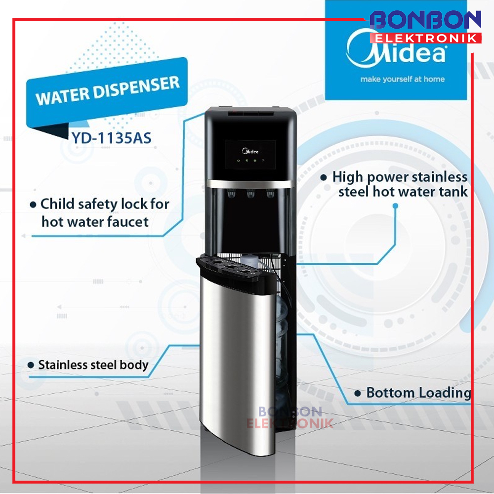 [GOJEK/GRAB] Midea Dispenser Galon Bawah YD1135AS Stainles Steel