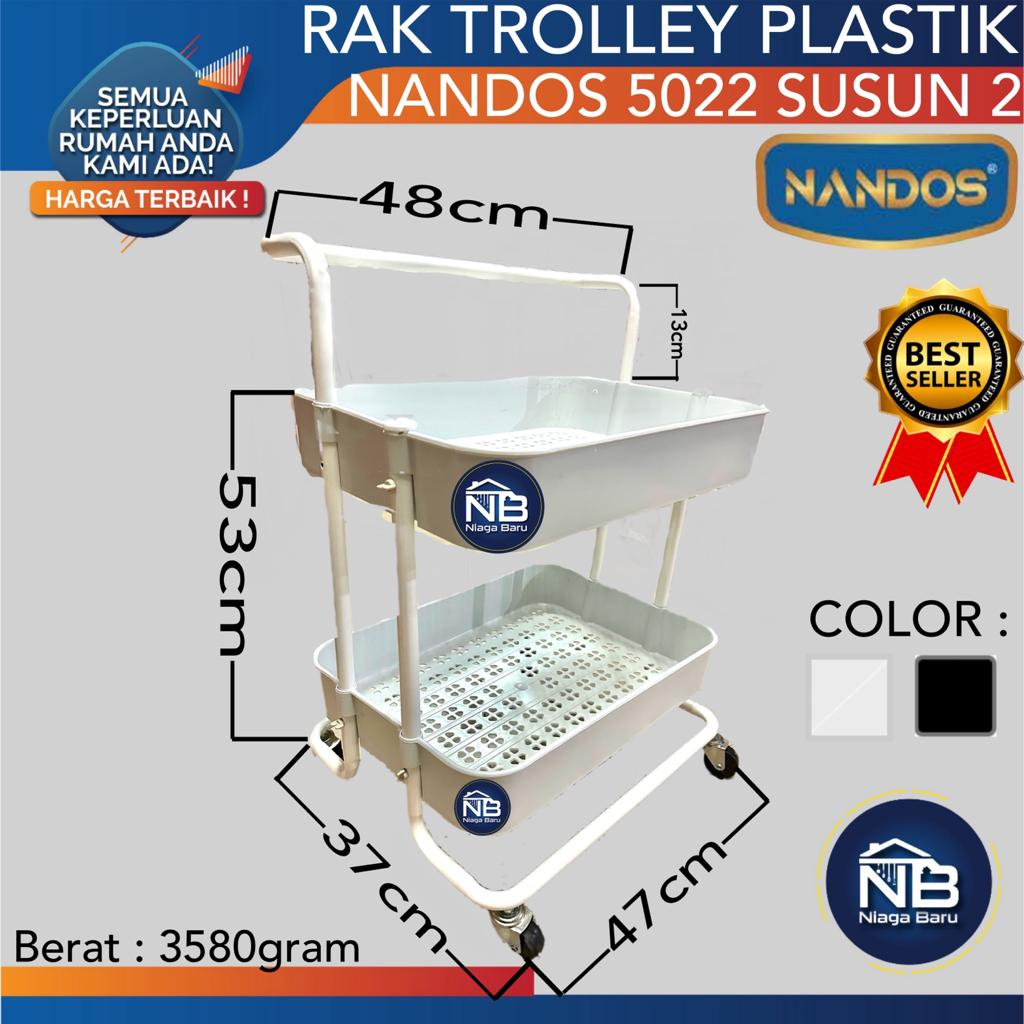 RAK DAPUR TROLI SERBAGUNA NANDOS PLASTIK RAK TROLI SQUARE SUSUN 2
