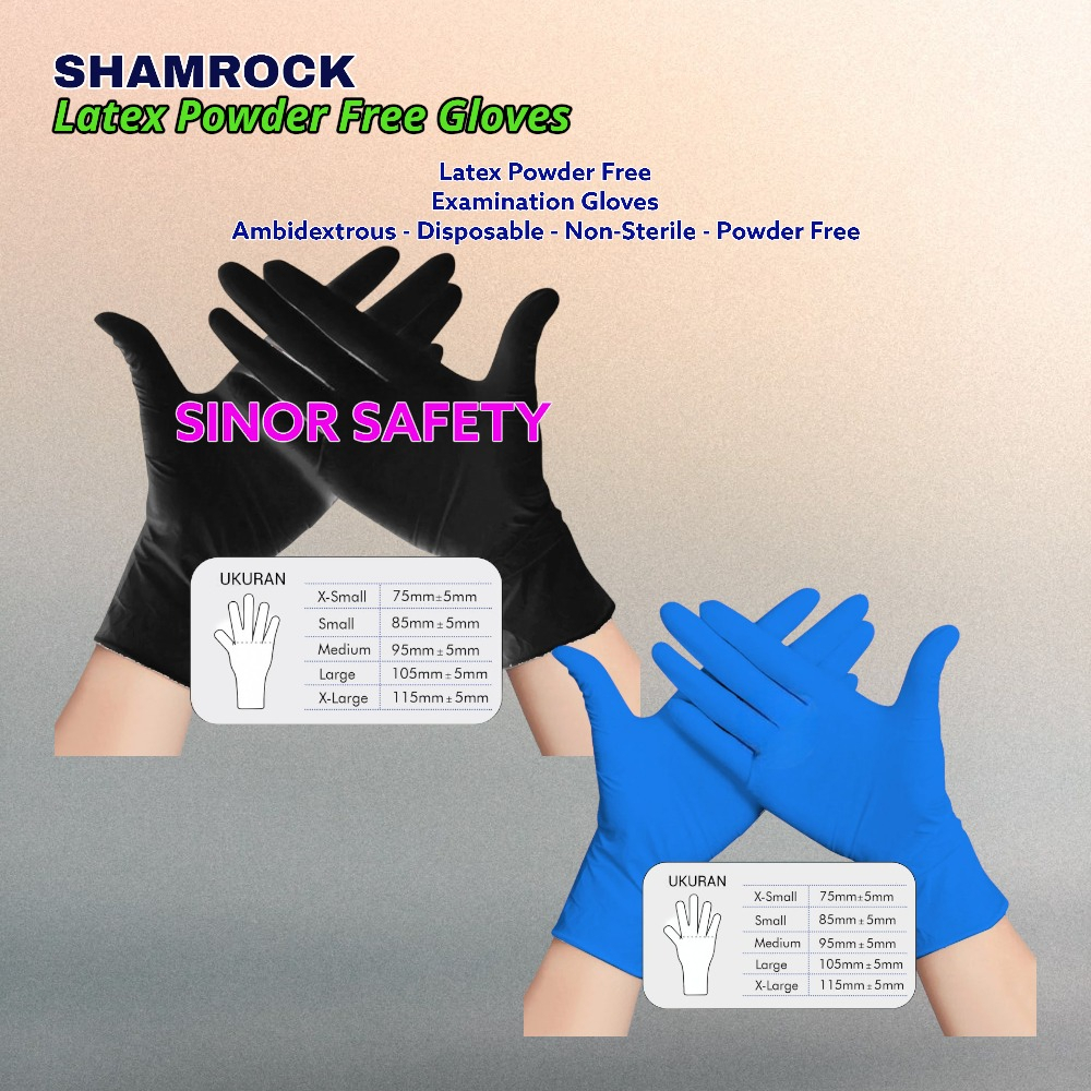 SHAMROCK Sarung Tangan Latex Gloves Non Powder isi 50pcs