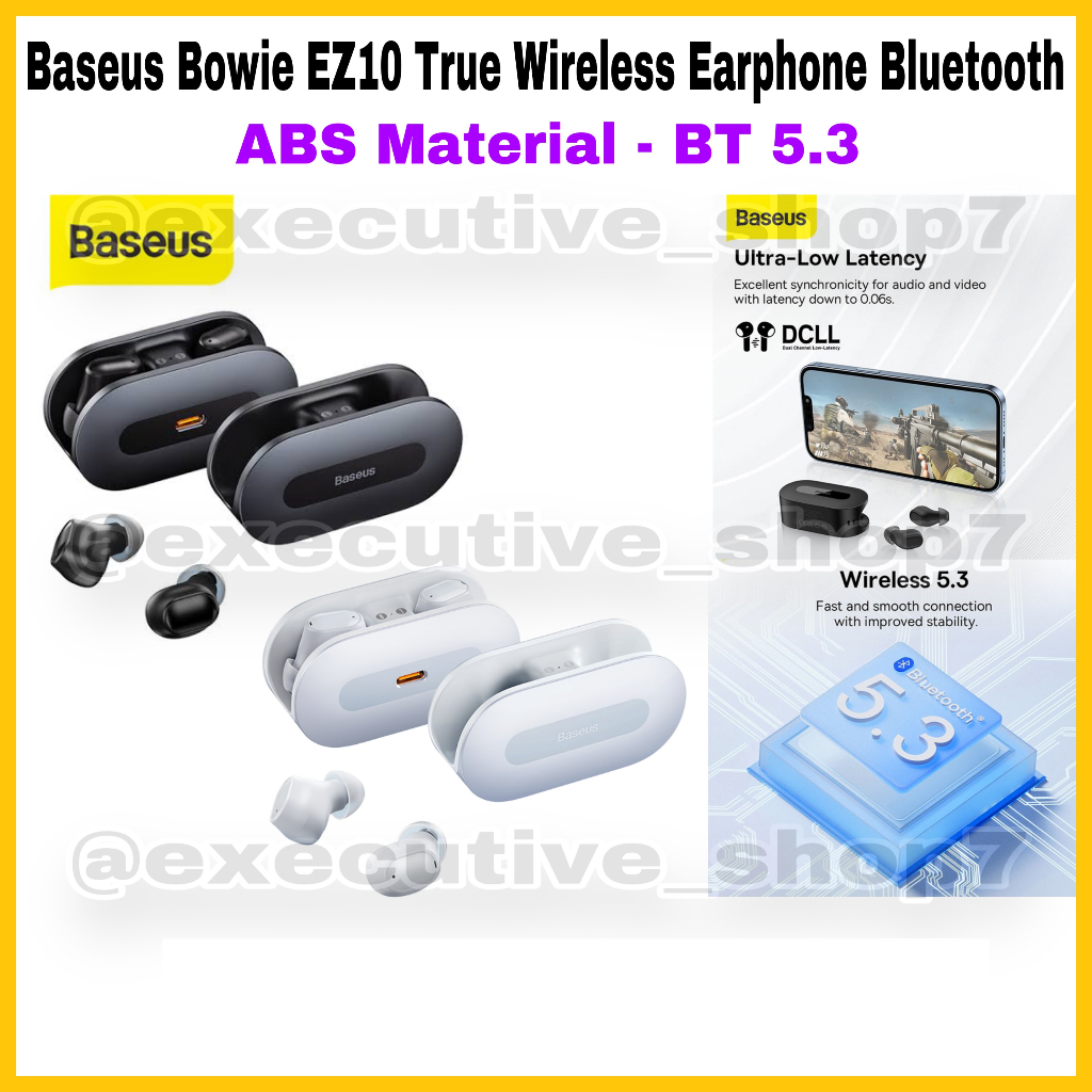 Baseus Bowie EZ10 True Wireless Earphone Bluetooth - ABS Material - BT 5.3