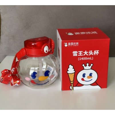 Tumbler Mixue Original Kepala Xuewang Mixue Botol Sedotan 1400ml dengan tali botol viral TAKASIMURA 