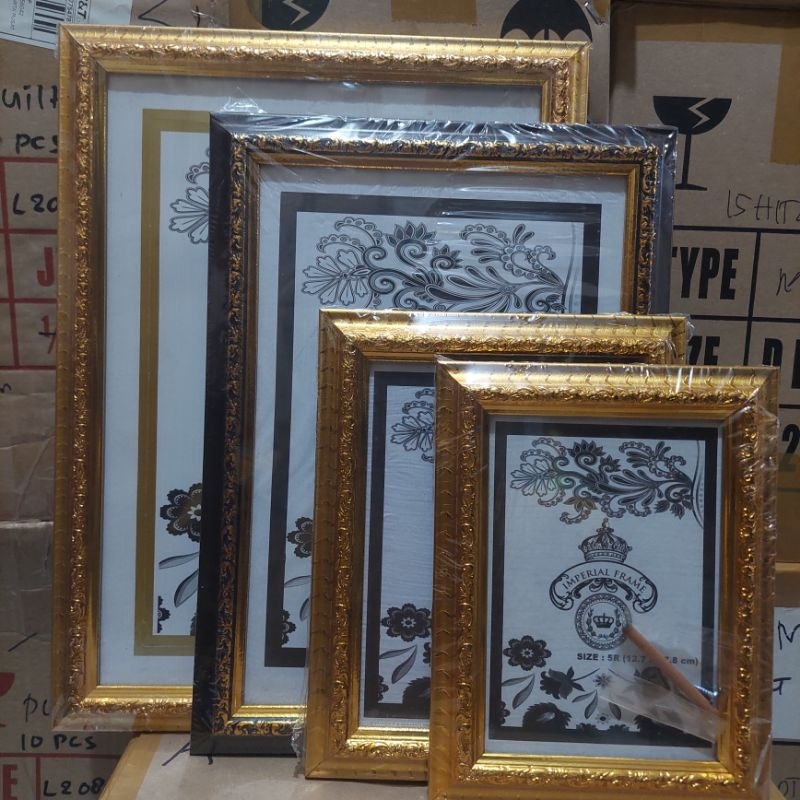 Bingkai frame figurq foto 4R 10x15cm gold, silver, coklat ukir gradasi