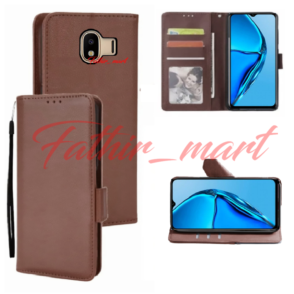 Case Dompet Hp SAMSUNG J4 2018  Case Leather Flip case Cover Kulit Casing Dompet