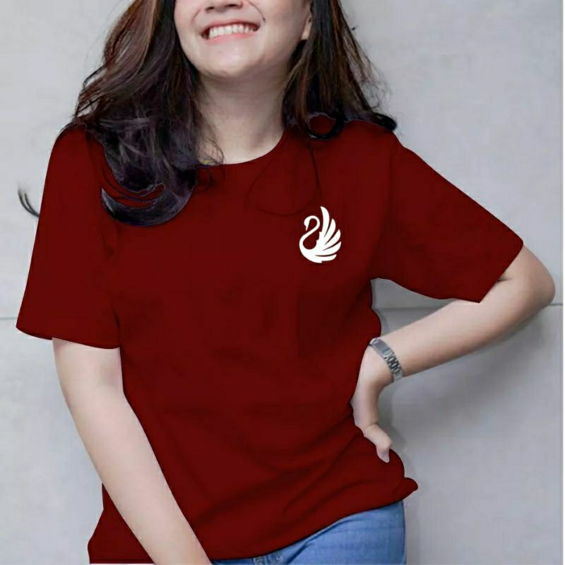 Kaos Oblong wanita logo Swan angsa cute