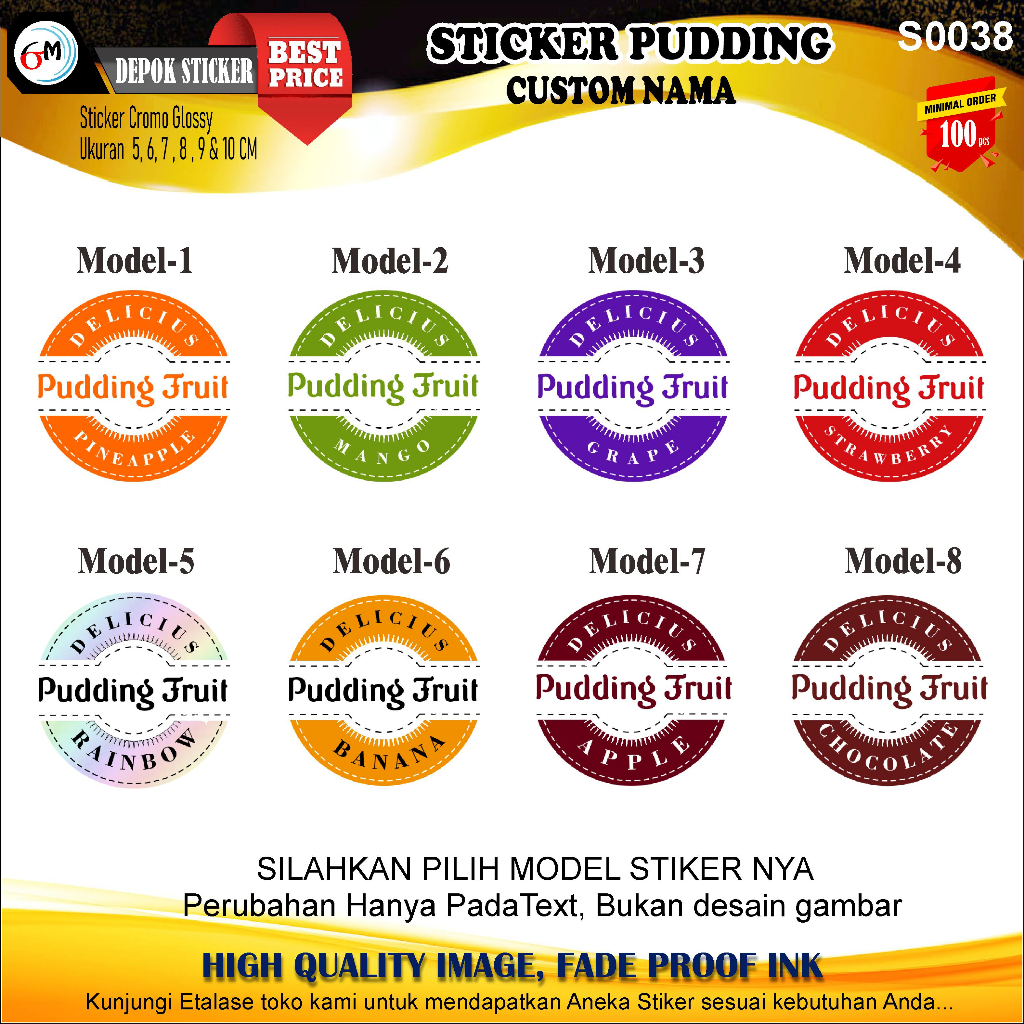 

Cetak Stiker label KUE Aneka PUDING Buah